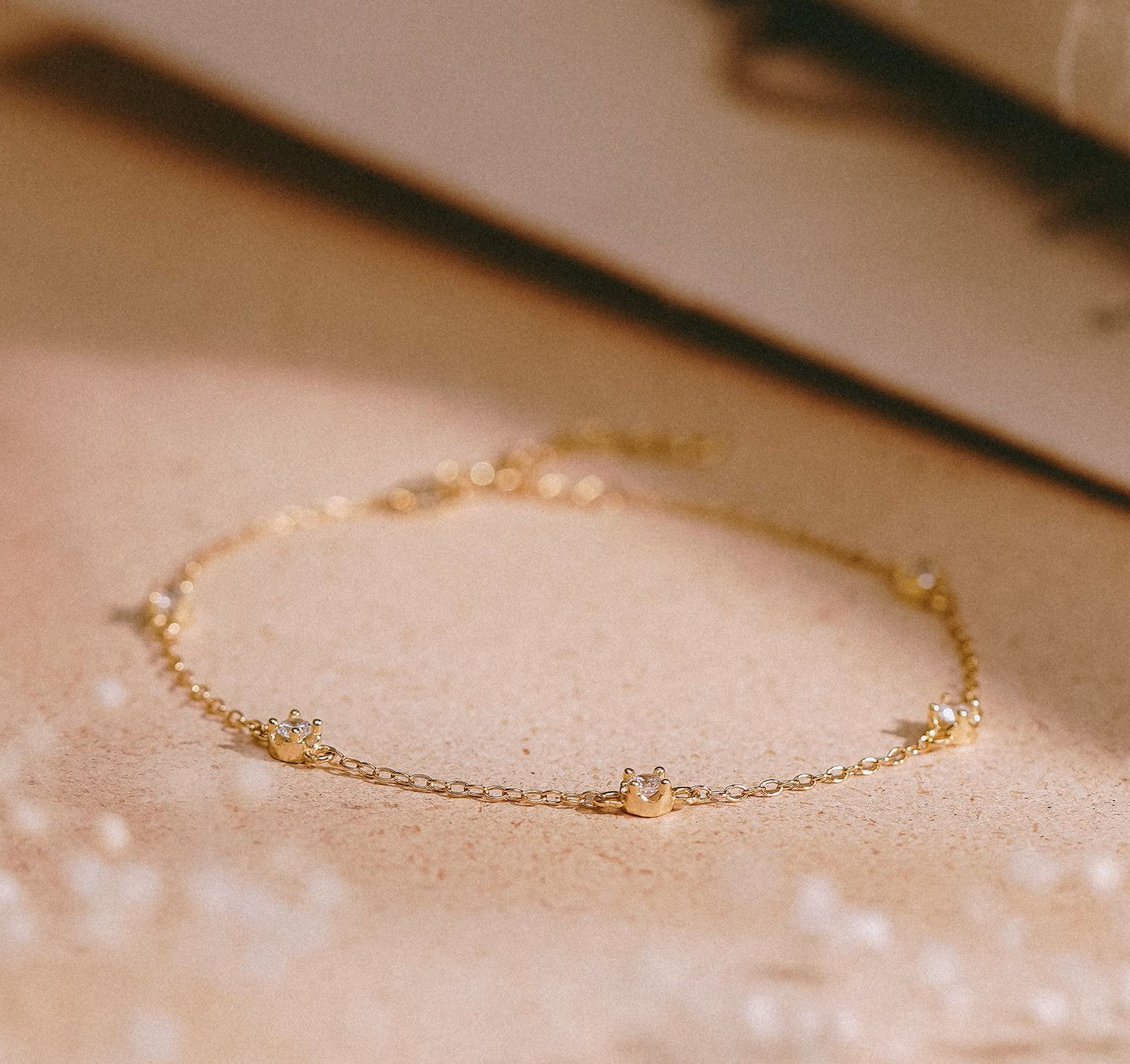 Dainty Round Diamond Station Bracelet