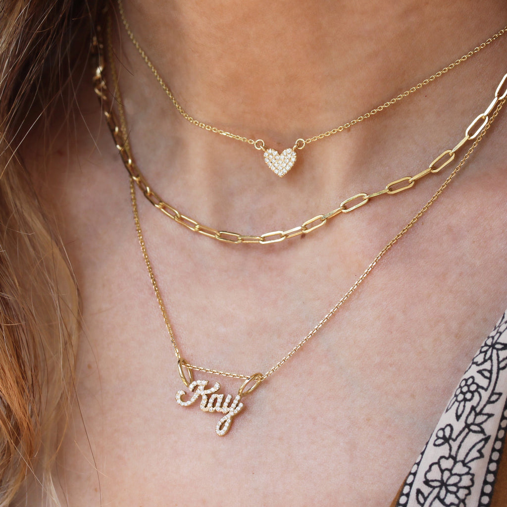 Delicate Diamond Heart Necklace