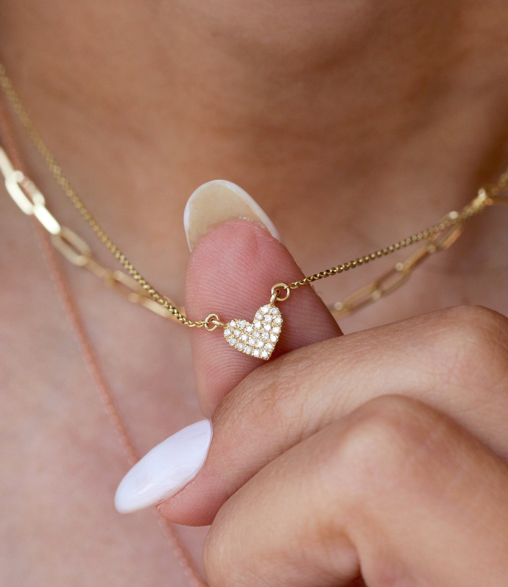 Delicate Diamond Heart Necklace