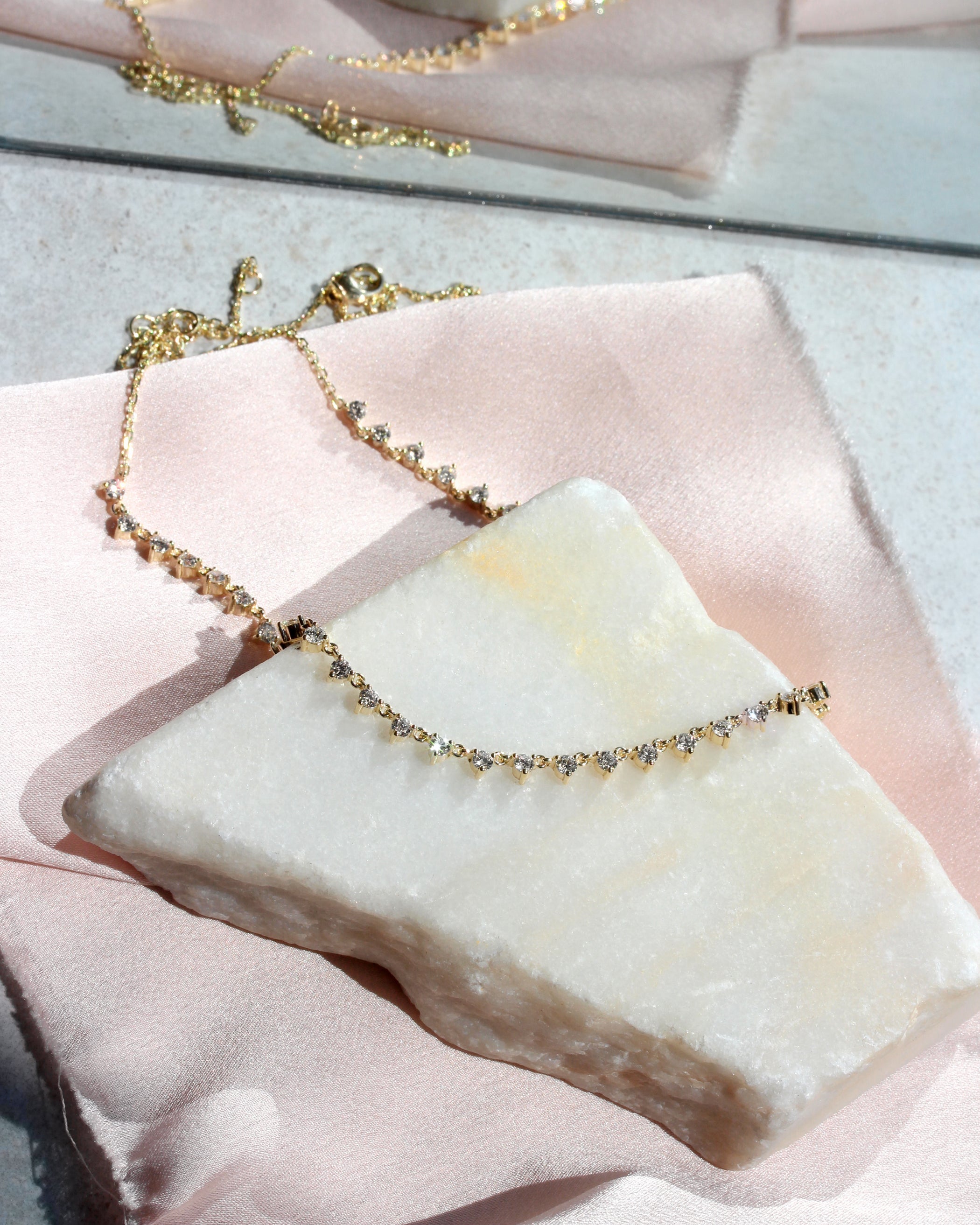 Delicate Floating Diamond Tennis Necklace
