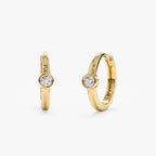 Diamond Bezel Huggies