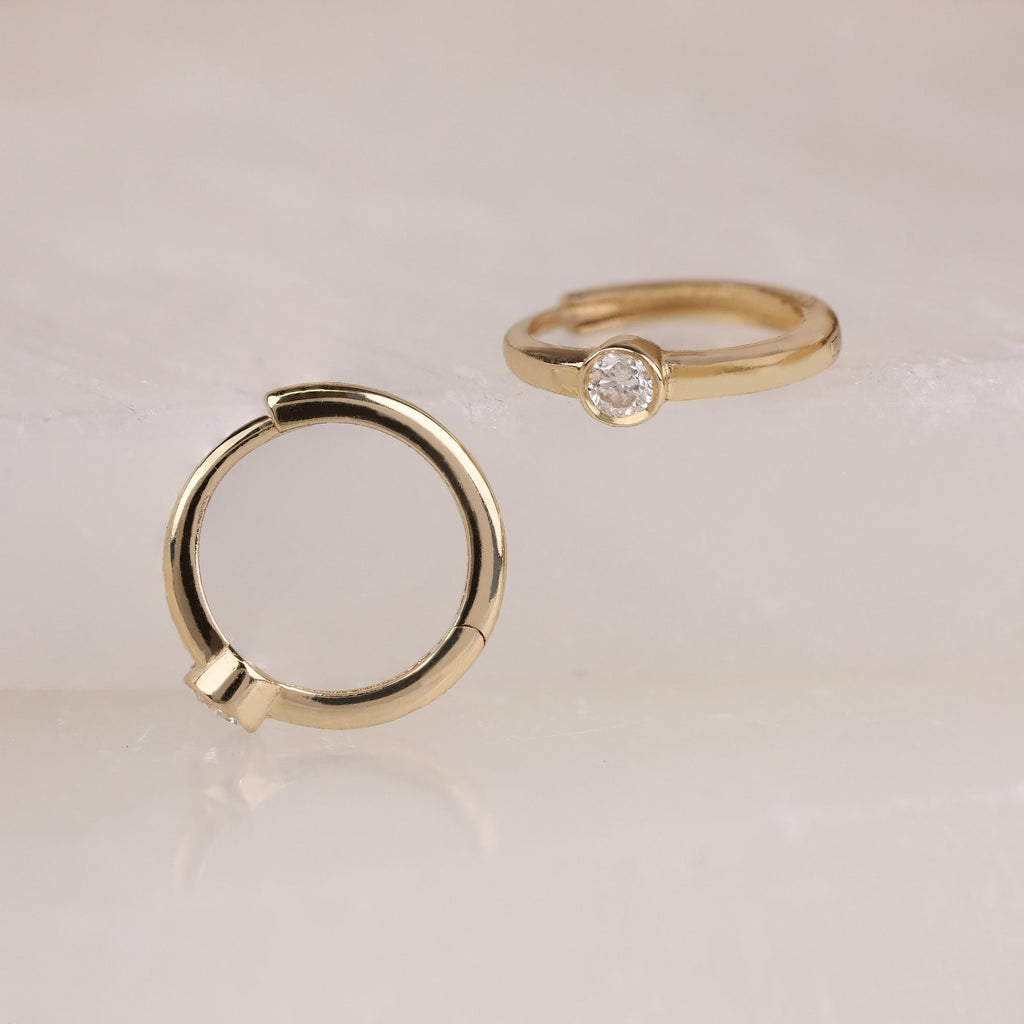 Diamond Bezel Huggies