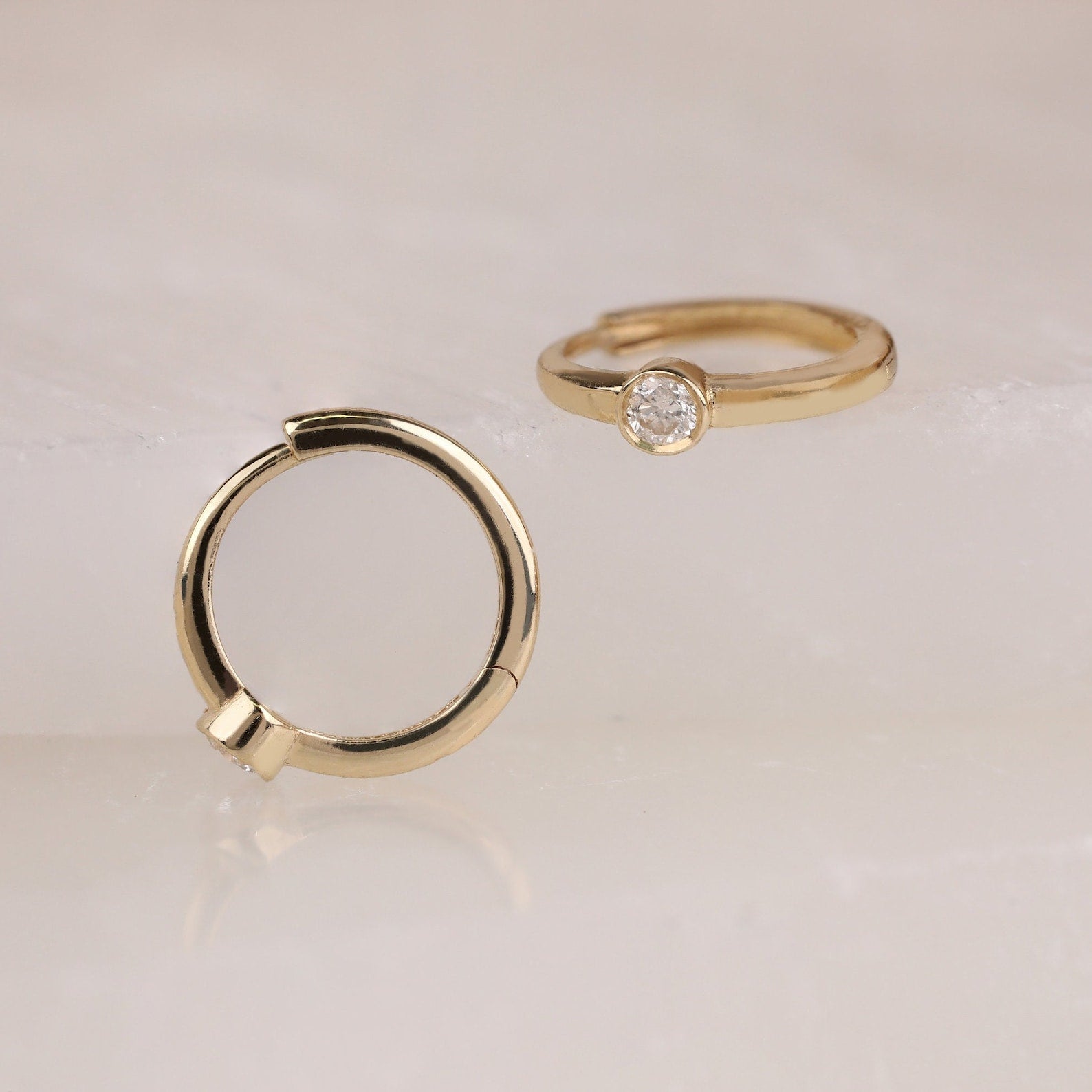 Diamond Bezel Huggies