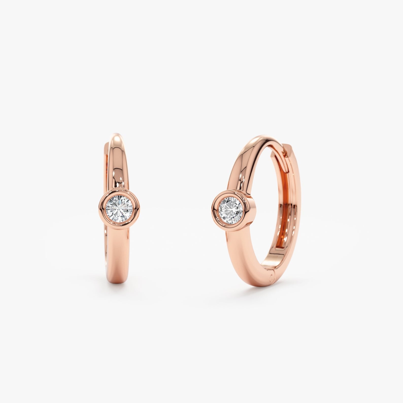 Diamond Bezel Huggies