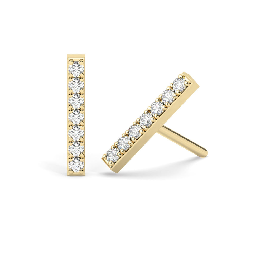 Diamond Bar Stud Earrings