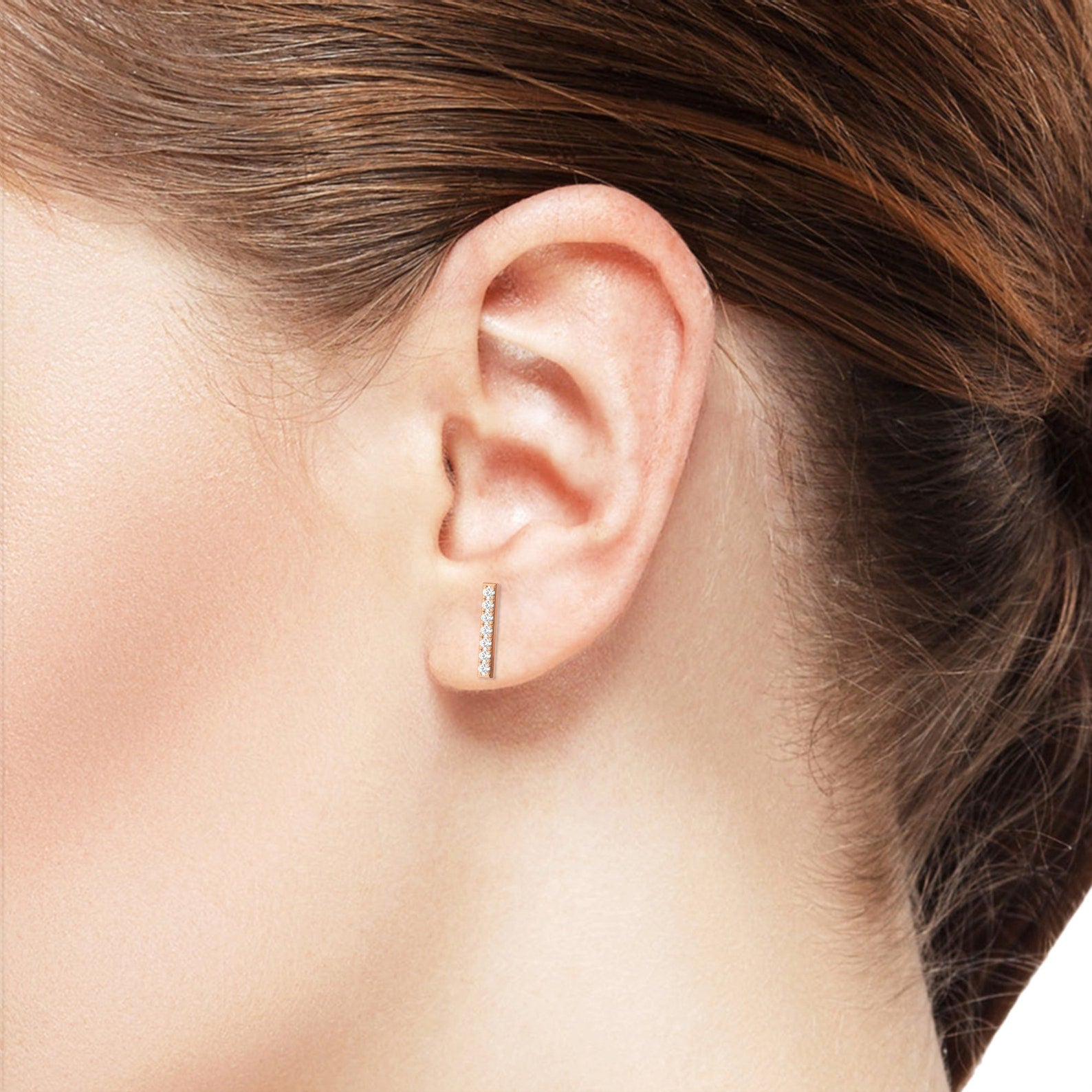 Diamond Bar Stud Earrings
