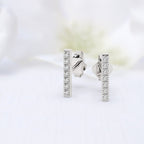 Diamond Bar Stud Earrings