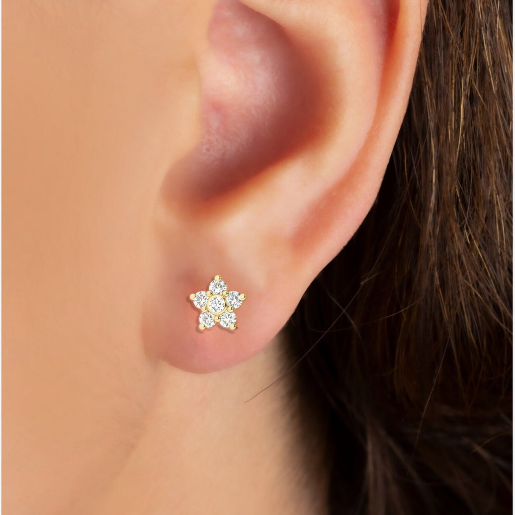 Diamond Bloom Flower Studs