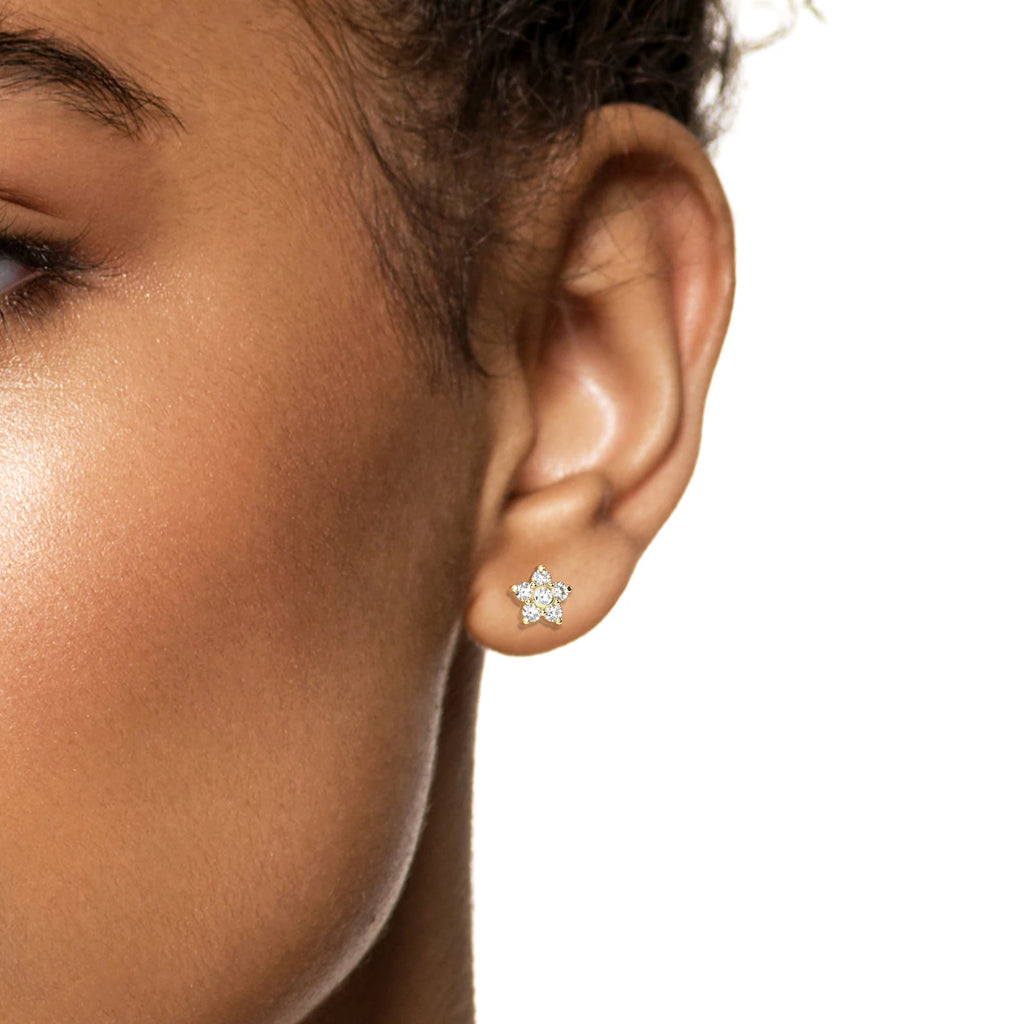 Diamond Bloom Flower Studs