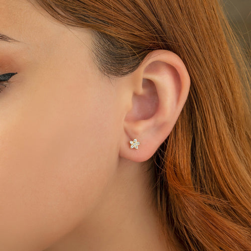 Diamond Bloom Flower Studs