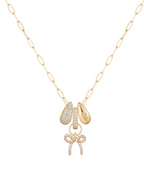 Diamond Bow Charm Paperclip Necklace