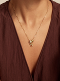 Diamond Bow Charm Paperclip Necklace