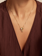 Diamond Bow Charm Paperclip Necklace