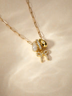 Diamond Bow Charm Paperclip Necklace