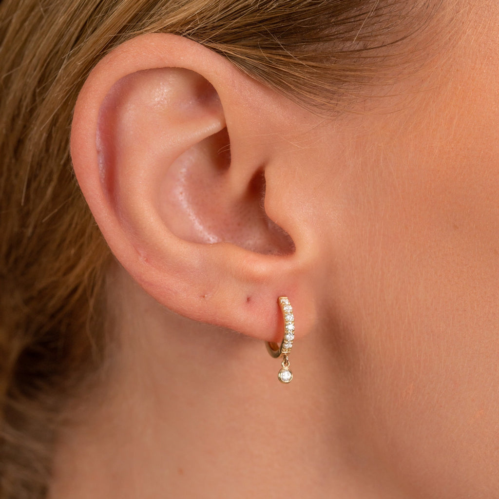 Diamond Dangle Hoop Earrings