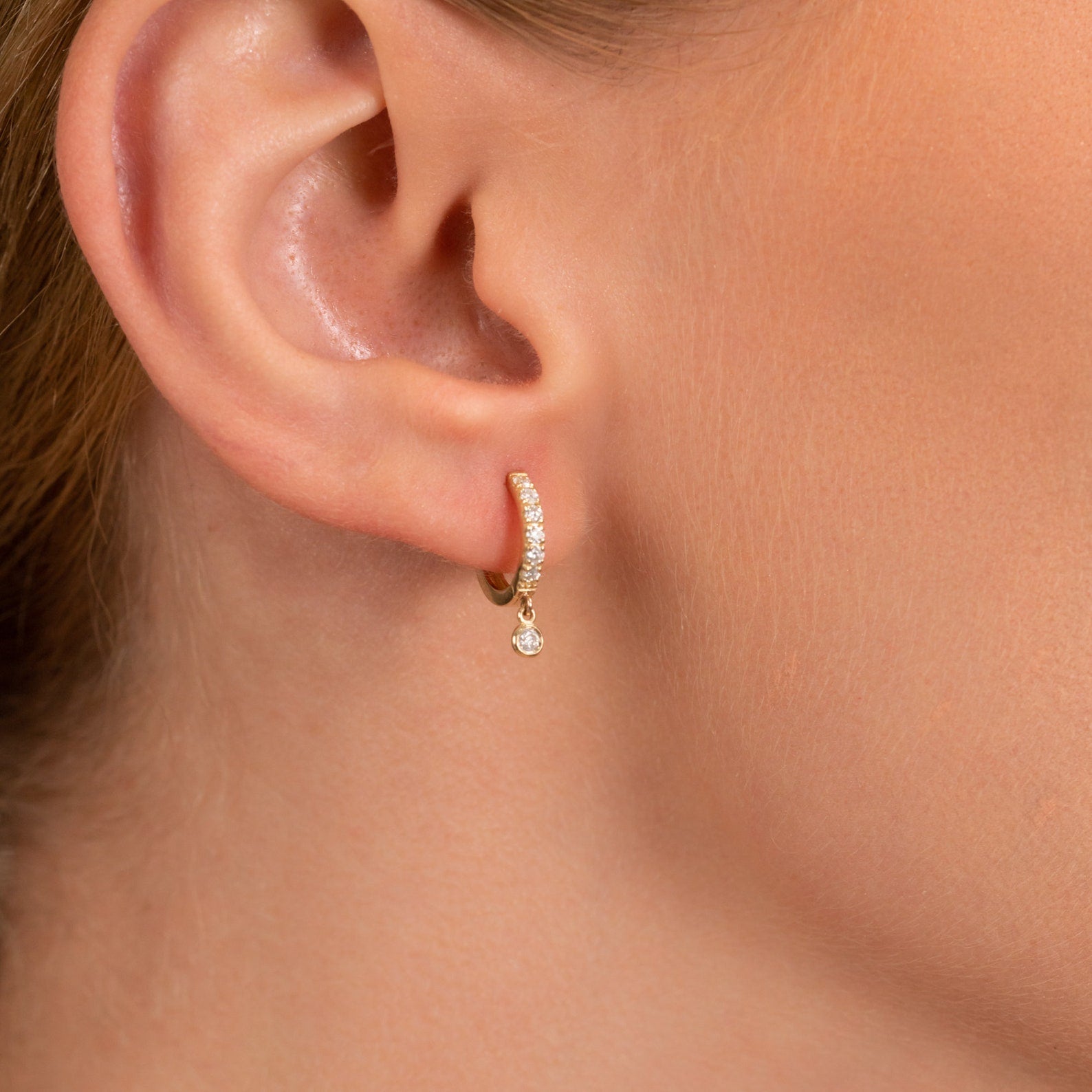 Diamond Dangle Hoop Earrings