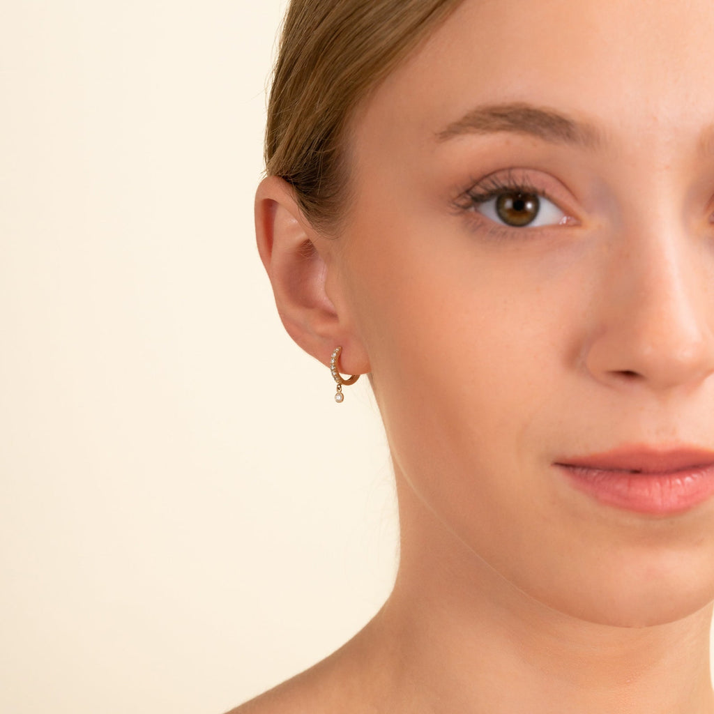 Diamond Dangle Hoop Earrings