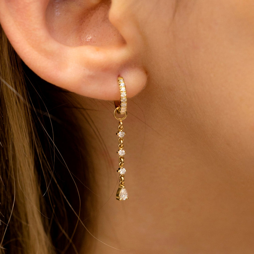 Diamond Drop Chain Huggies
