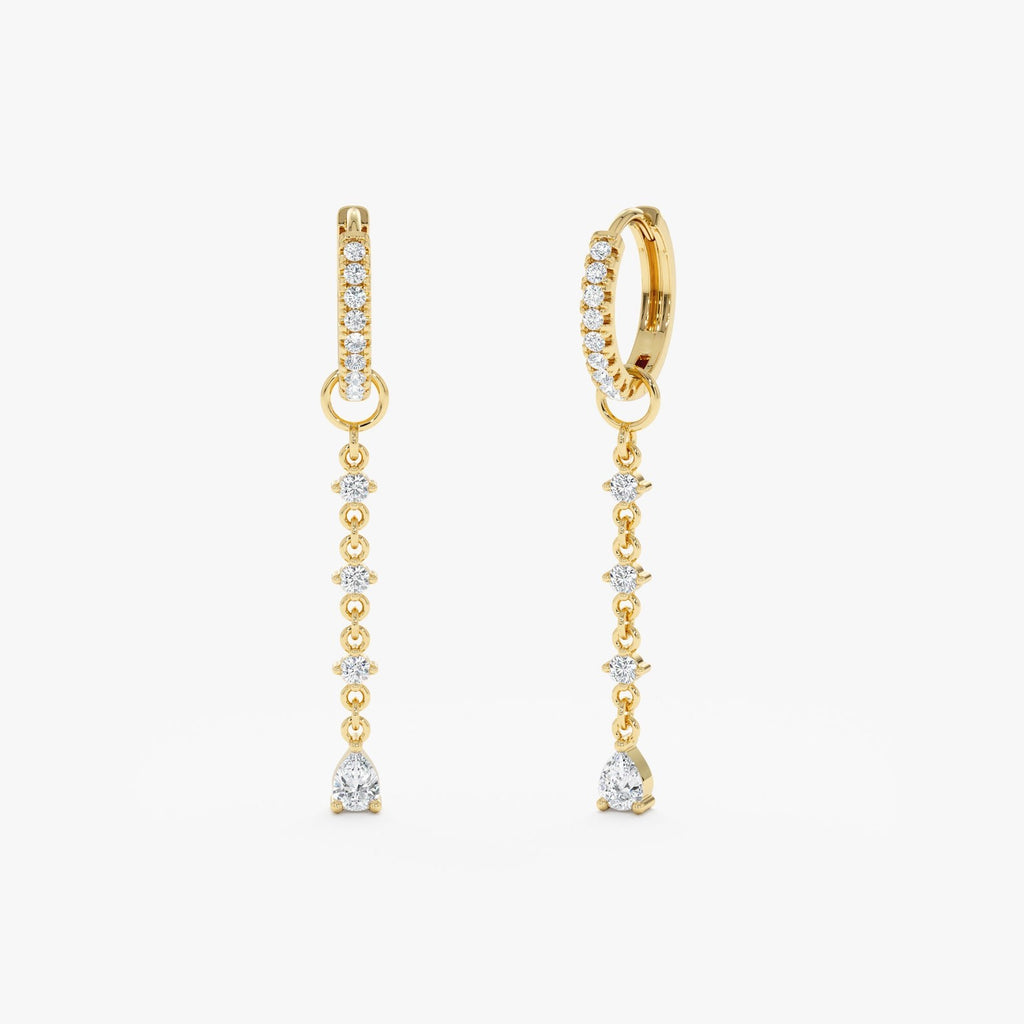 Diamond Drop Chain Huggies