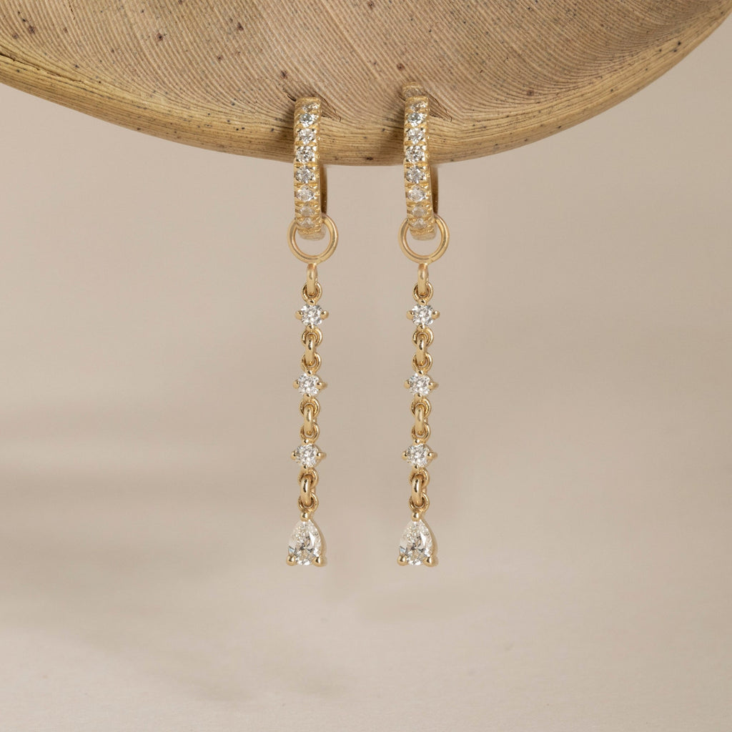 Diamond Drop Chain Huggies