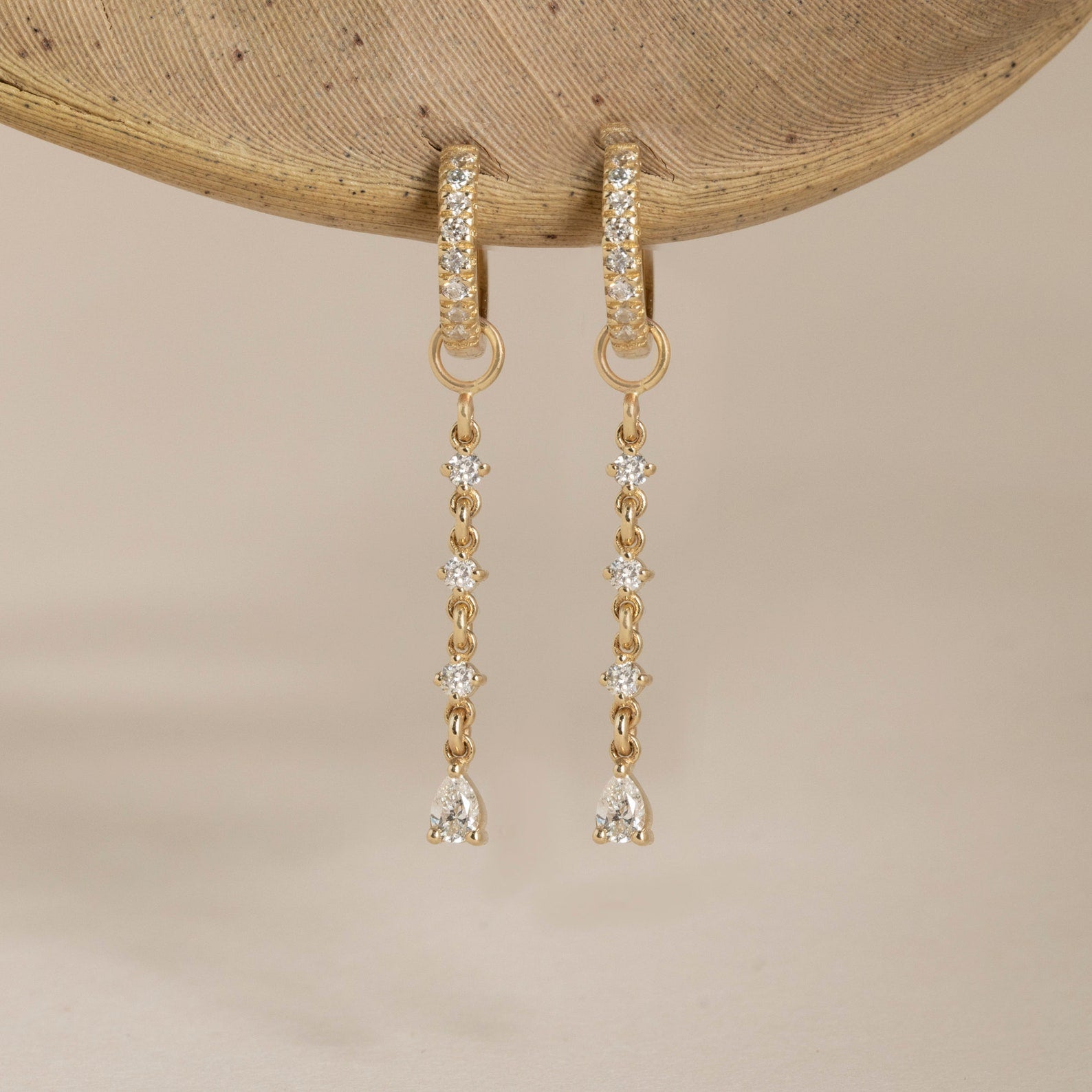 Diamond Drop Chain Huggies