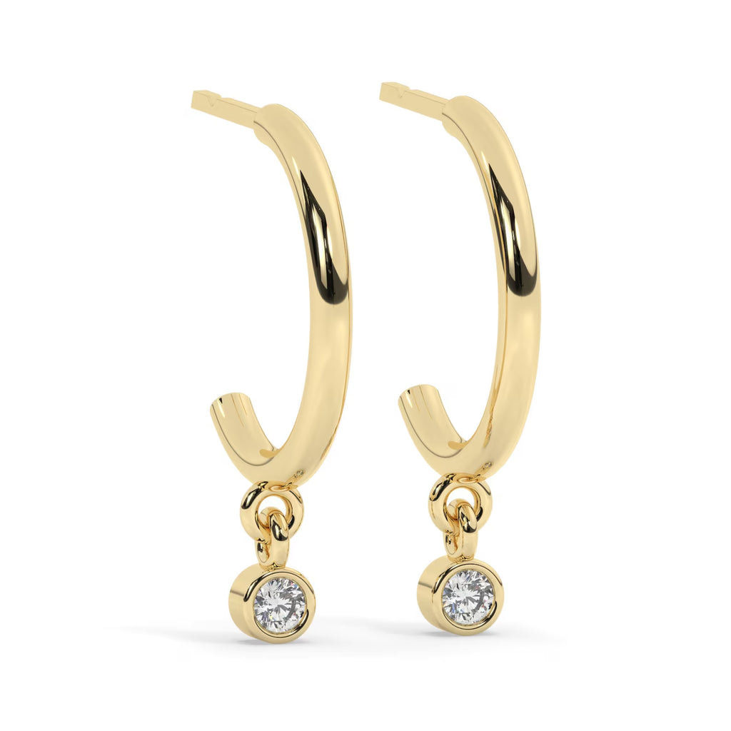 Diamond Drop Hoop Earrings
