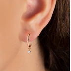 Diamond Drop Hoop Earrings
