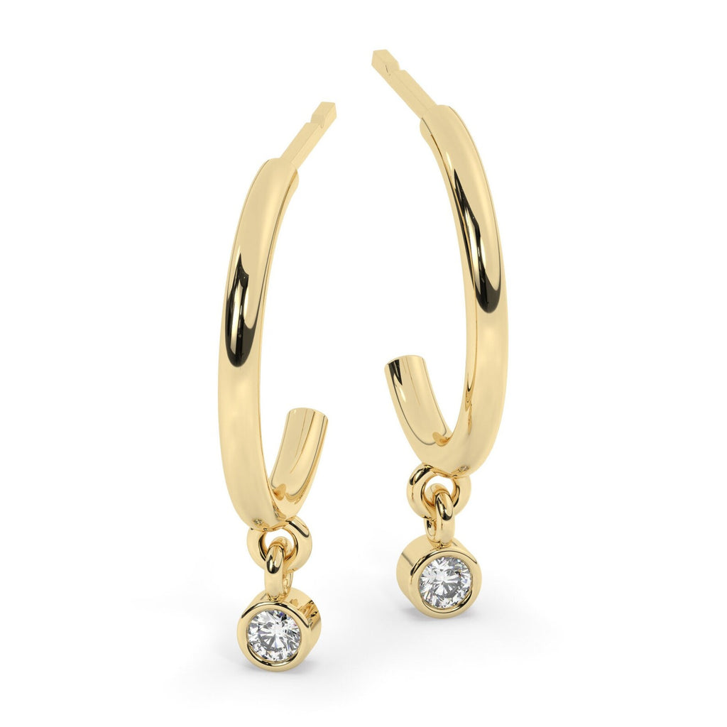 Diamond Drop Hoop Earrings