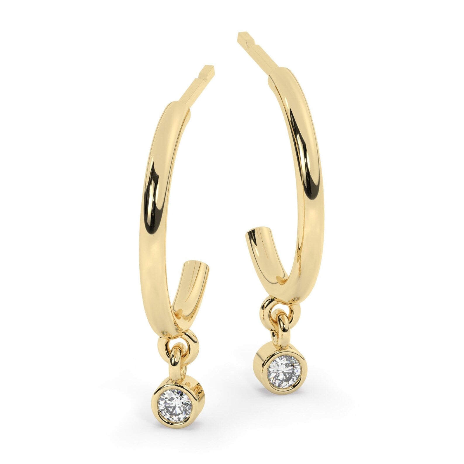 Diamond Drop Hoop Earrings