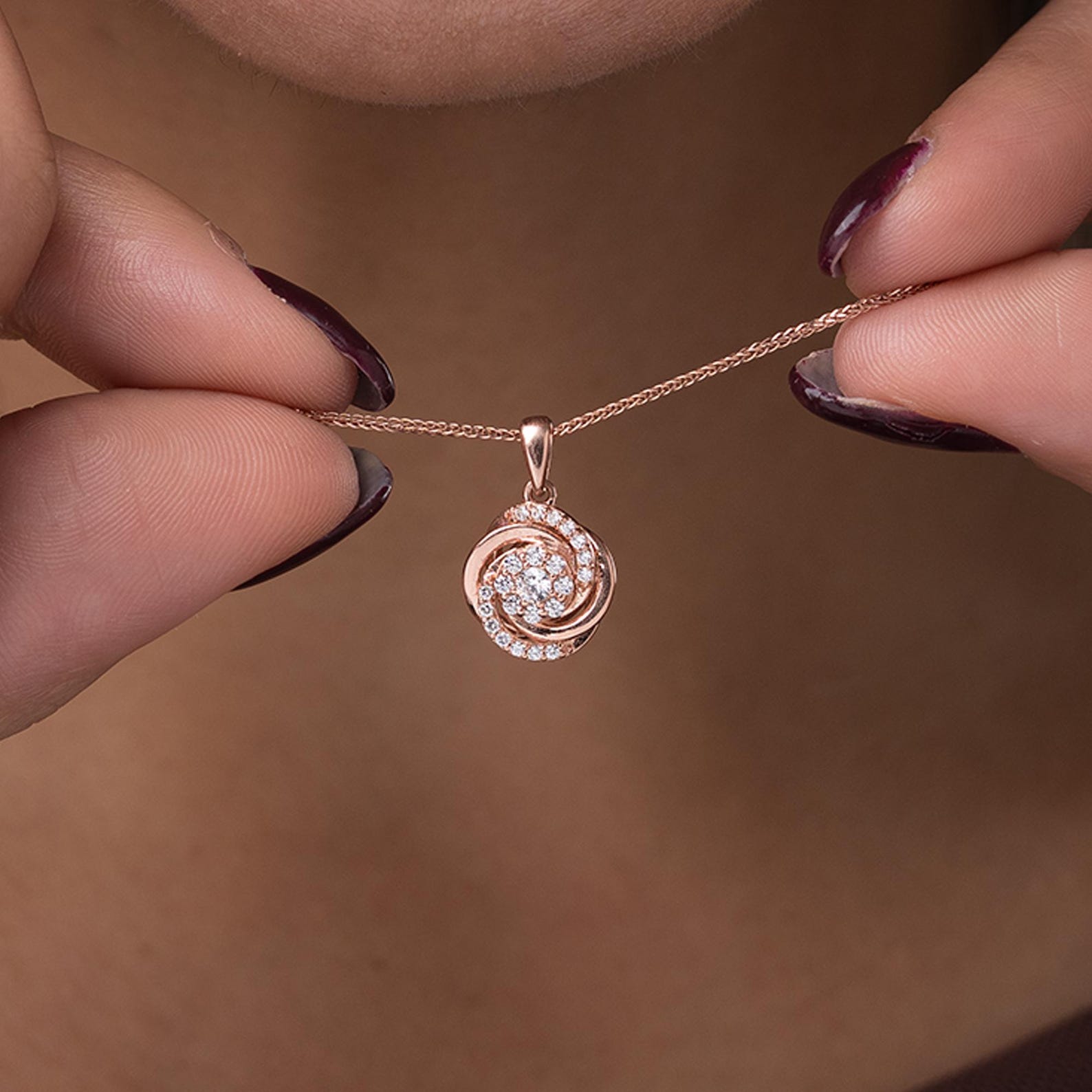Diamond Knot Pendant Necklace