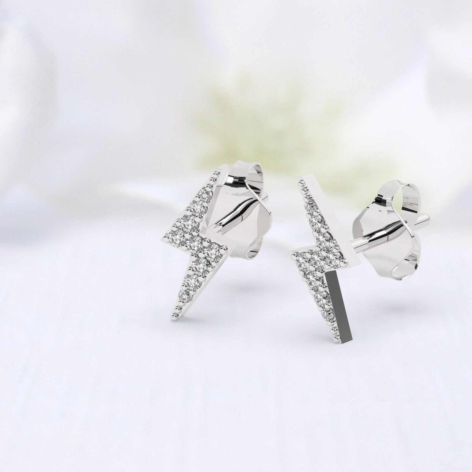 Diamond Lightning Bolt Studs