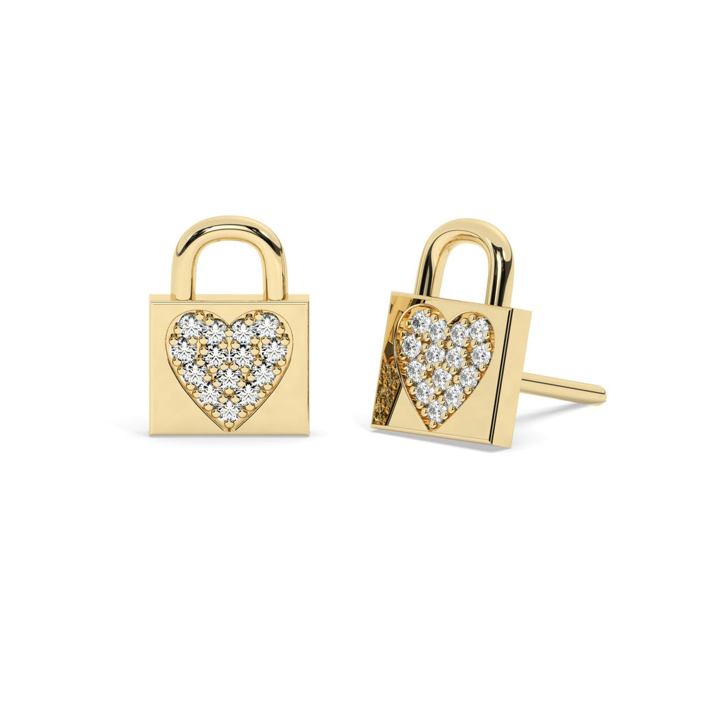 Diamond Love Lock Studs