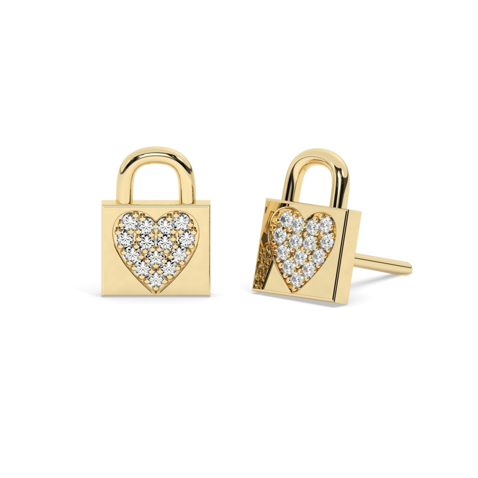Diamond Love Lock Studs