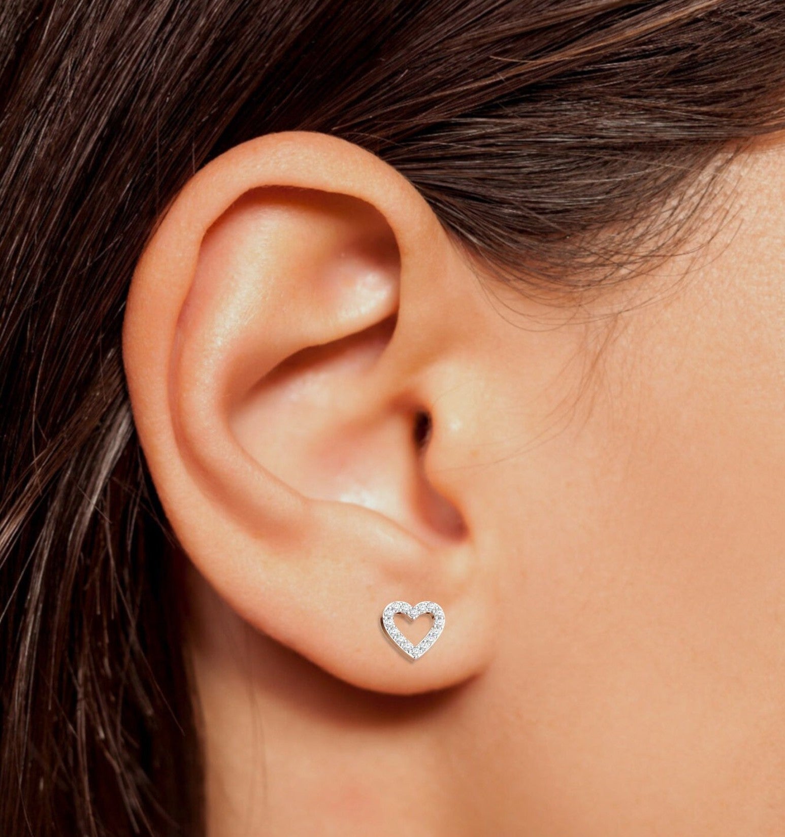 Diamond Open Heart Studs