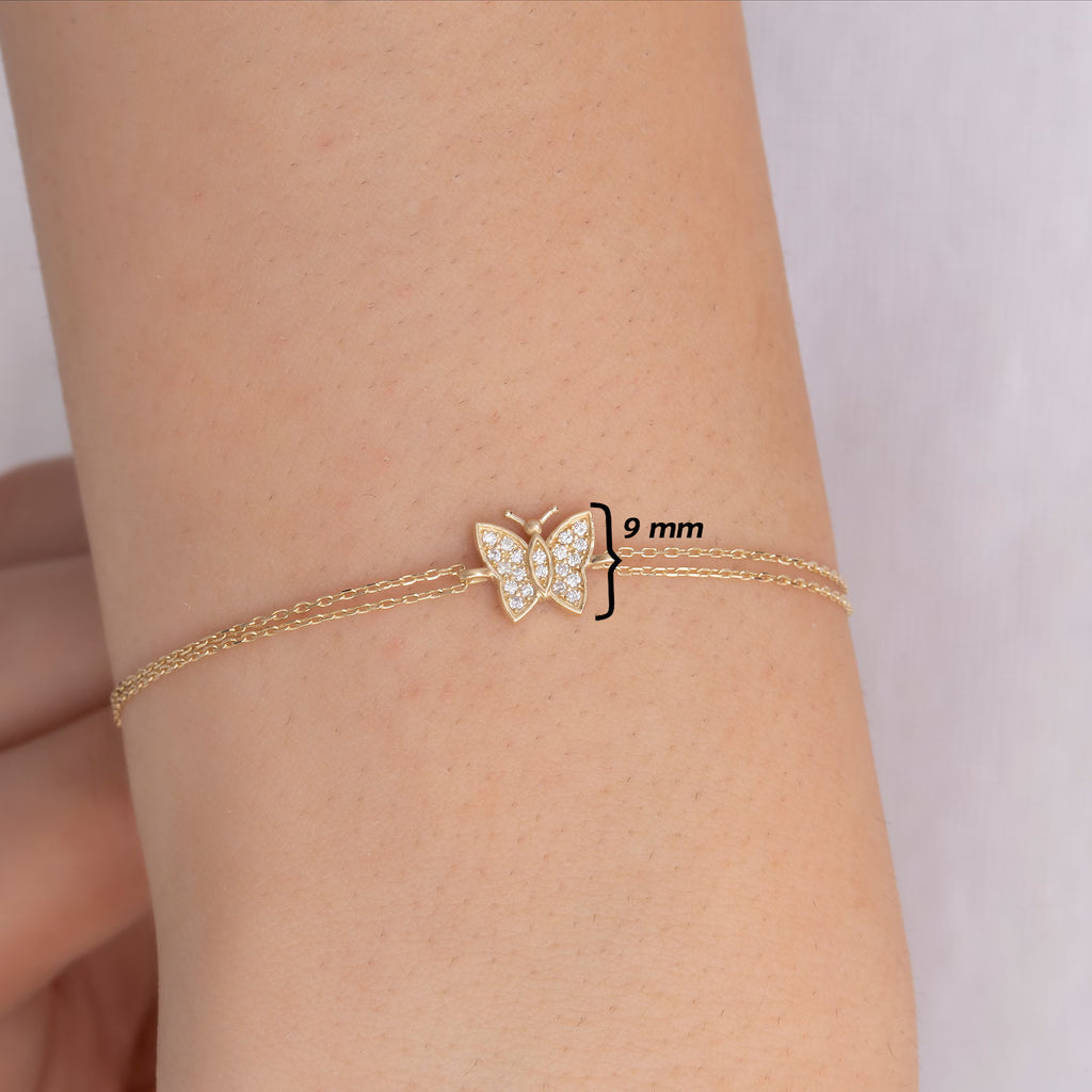 Diamond Set Butterfly Charm Bracelet