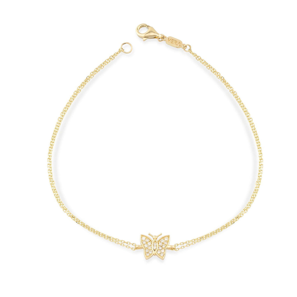 Diamond Set Butterfly Charm Bracelet