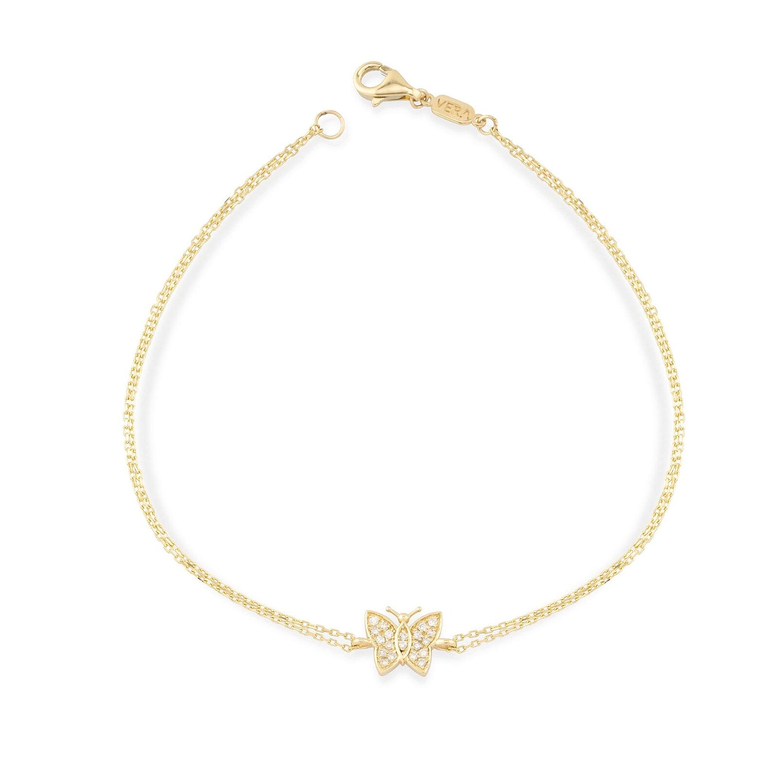 Diamond Set Butterfly Charm Bracelet