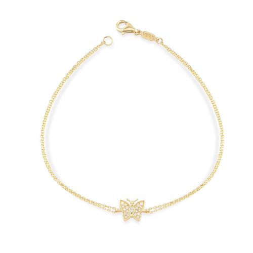 Diamond Set Butterfly Charm Bracelet