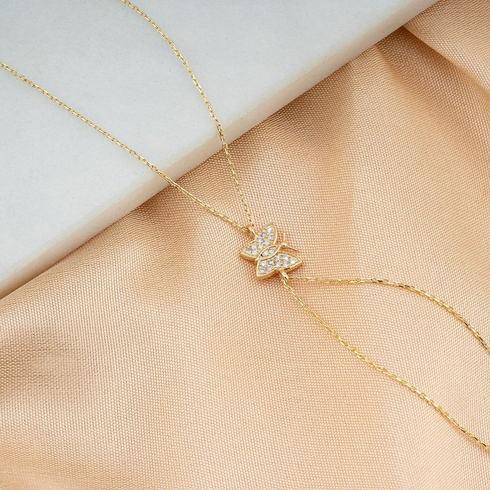 Diamond Set Butterfly Charm Bracelet