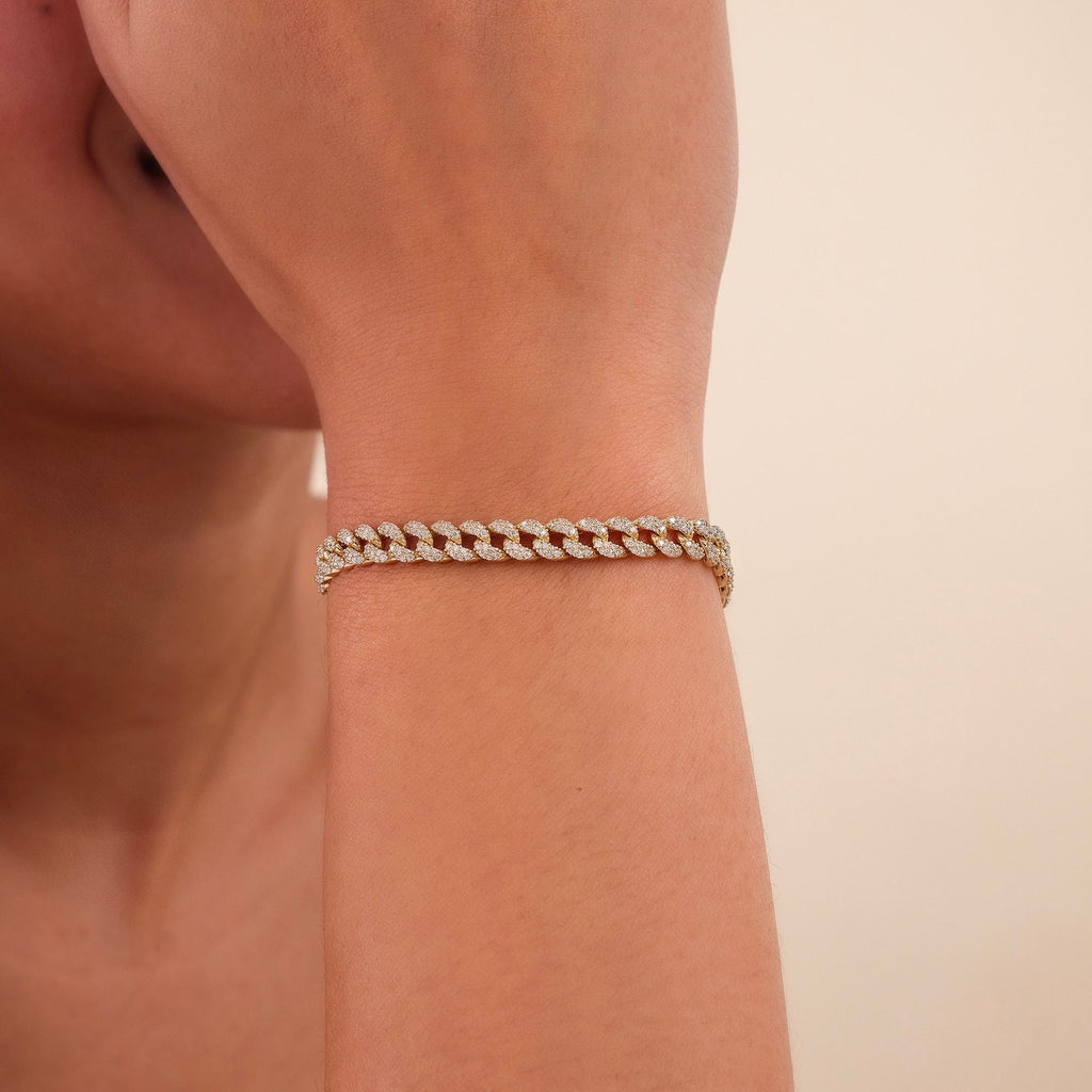 Diamond Set Cuban Link Chain Bracelet
