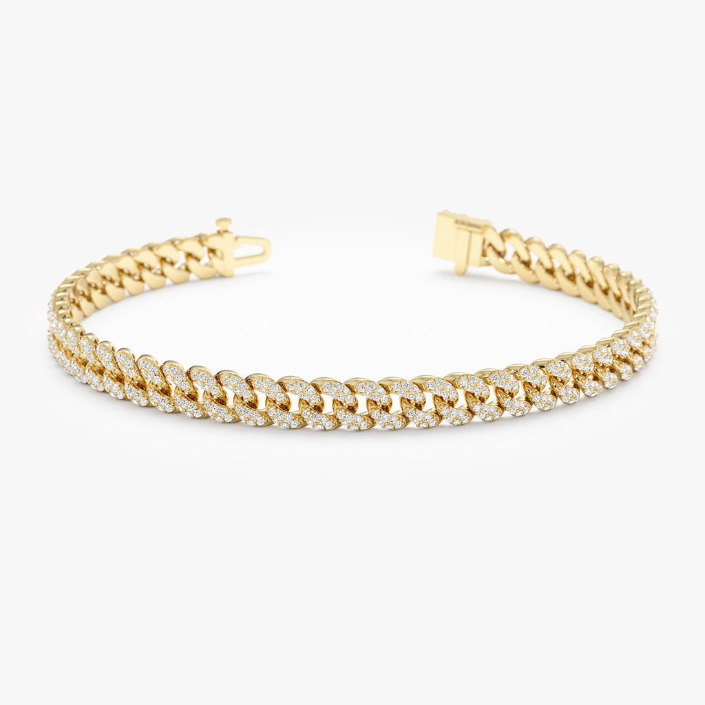 Diamond Set Cuban Link Chain Bracelet
