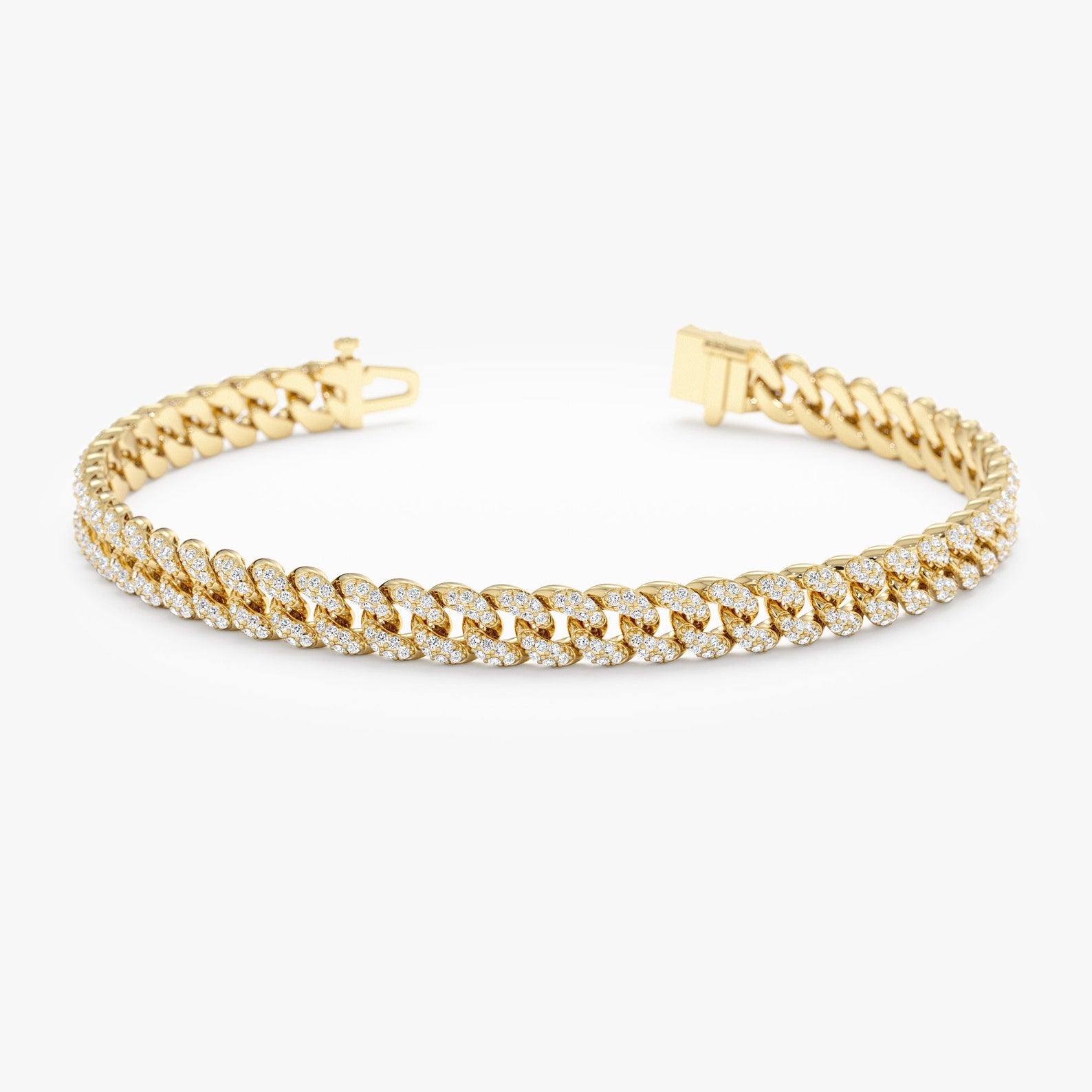 Diamond Set Cuban Link Chain Bracelet