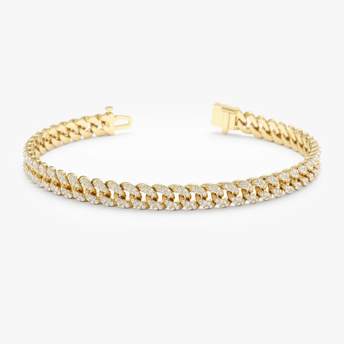 Diamond Set Cuban Link Chain Bracelet