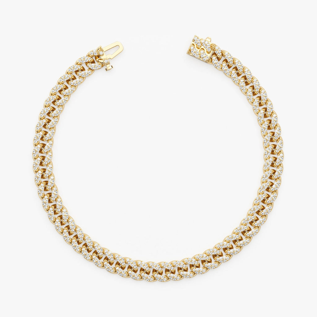 Diamond Set Cuban Link Chain Bracelet