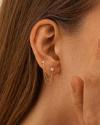 Double Piercing Chain Earrings