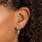 Double Drop Diamond Huggie Earrings