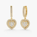 Double Heart Halo Drop Earrings