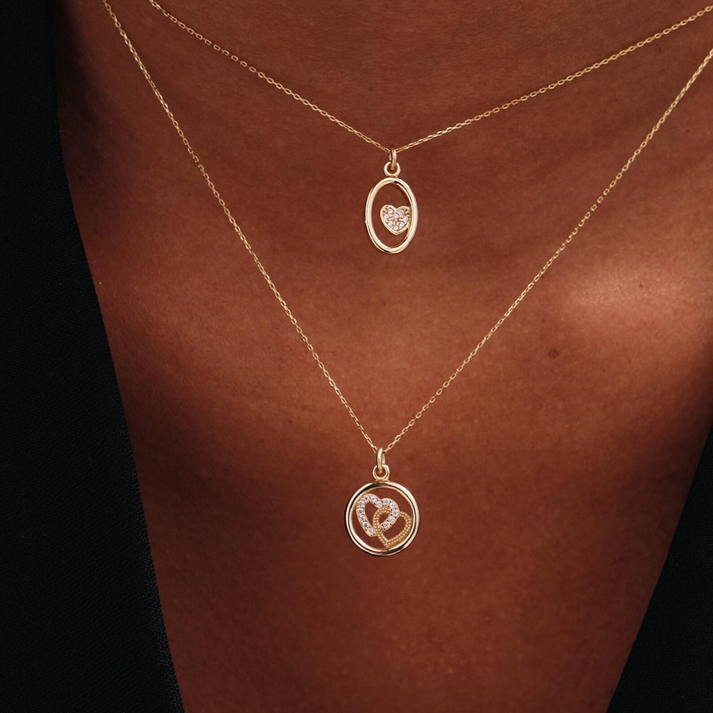 Double Heart Love Pendant Necklace