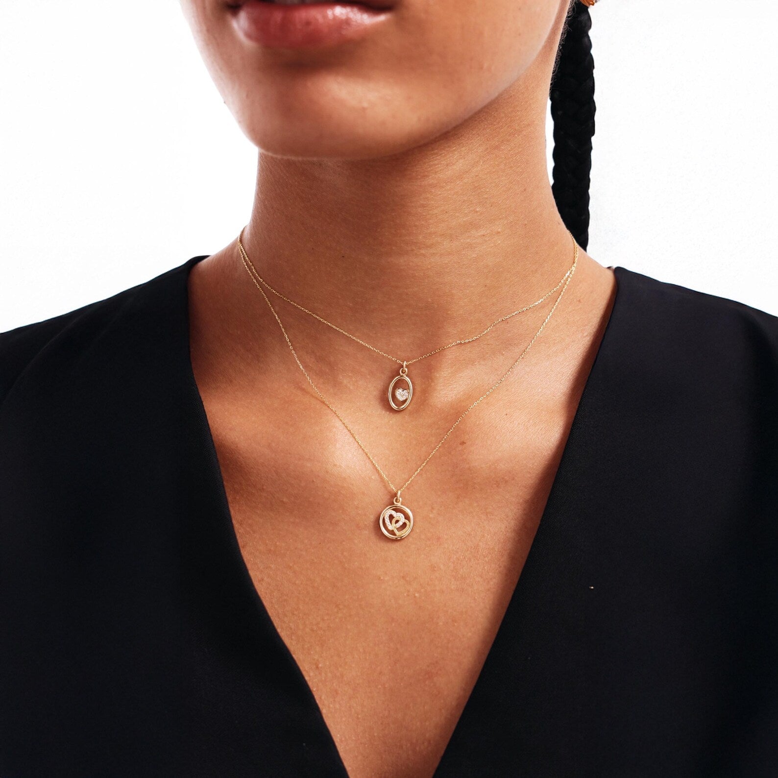 Double Heart Love Pendant Necklace