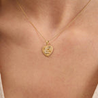 E Letter Diamond Heart Initial Necklace
